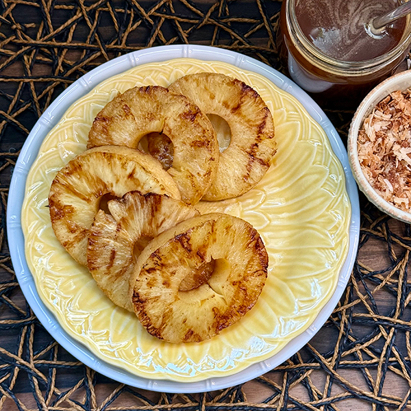 High heat carmelizes pineapple's natural sugars, making it a tender treat that holds its shape well