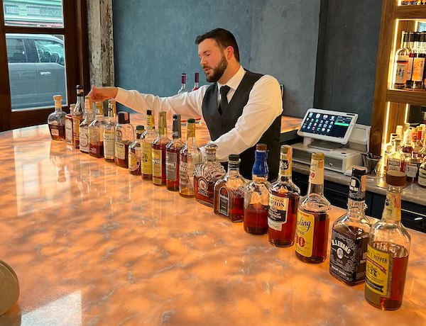 The impressive vintage bourbon options at House of Commons Bourbon Library.