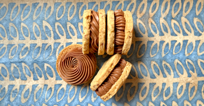 Pecan Sable & Malted Milk Whiskey Chocolate Ganache Cookies