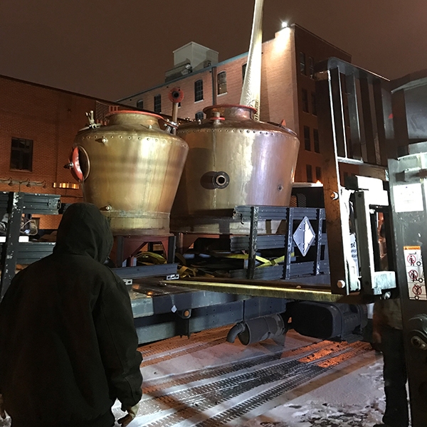 On January 15, 2018 the stills were installed at Fort Nelson in the midst of an ice storm.
