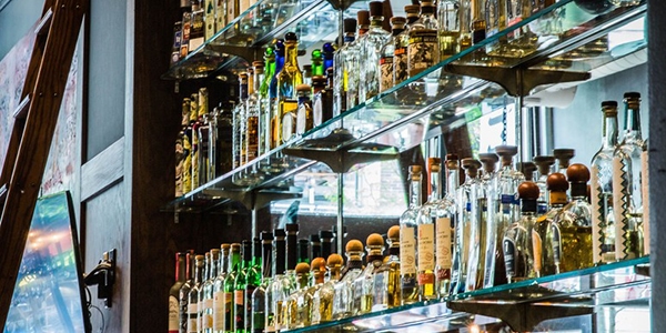 Barrio's wall of tequila