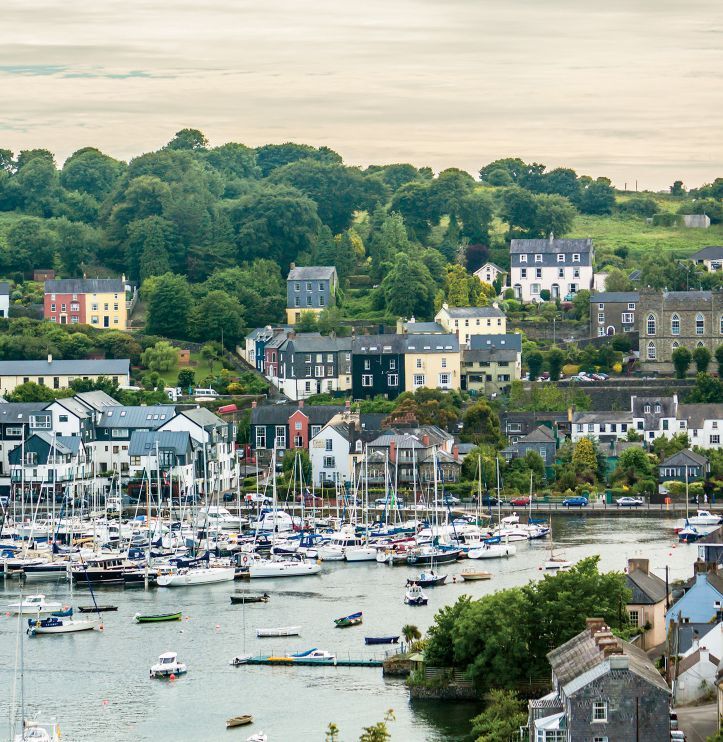 Kinsale, in County Cork, is home to a scenic harbor, restaurants,shops, and art galleries. EDUARDO FONSECA ARRAES/GETTY IMAGES
