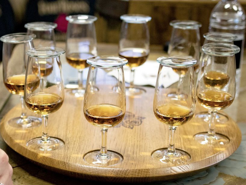 Single barrel whiskey samples at Four Roses. FOUR ROSES