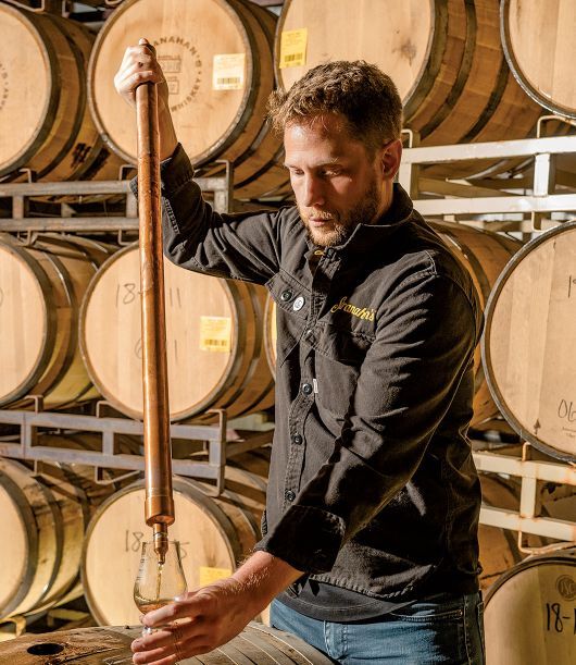 Stranahan’s head blender Justin Aden champions blends that don’t lose the identities of the component whiskeys. NIKKI A. RAE PHOTOGRAPHY