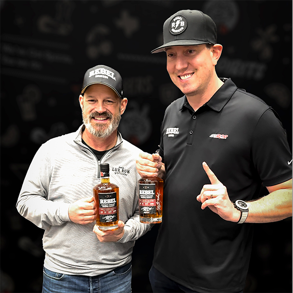 Lux Row master distiller John Rempe and Kyle Busch.