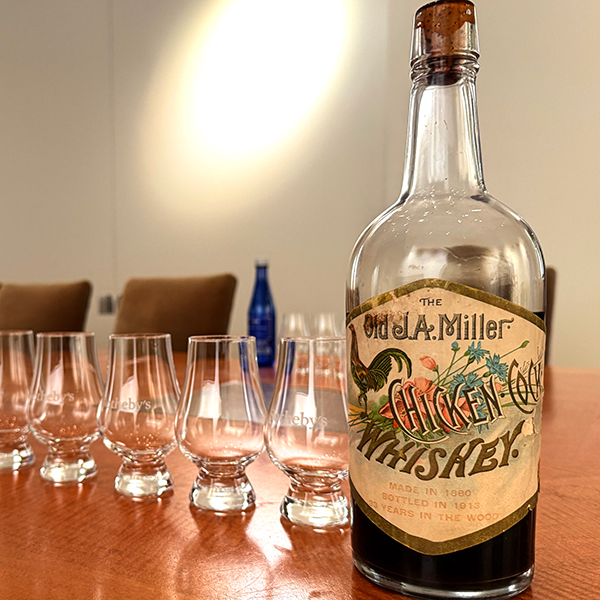 This bottle of Chicken Cock whiskey was distilled in 1880.