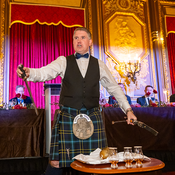 Andrew Weir addresses the haggis.