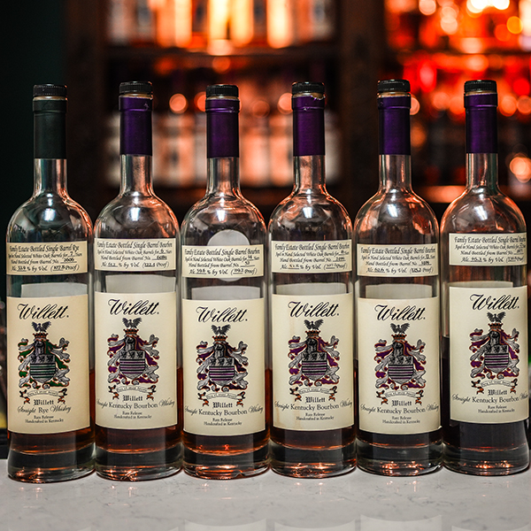 The six-bottle lineup of Willett.